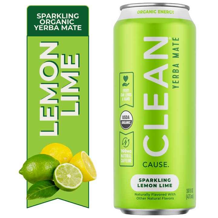 CLEAN Cause - Wholesale Iced Tea - Organic Lemon Lime Sparkling Yerba Mate Tea – 12-pack Cans1