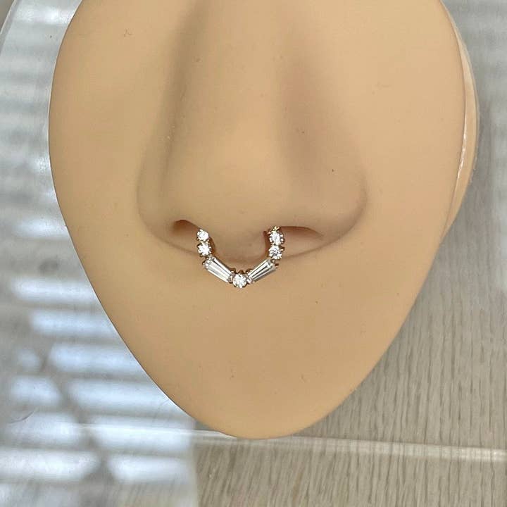 Elara Body Jewelry - Wholesale Nose Ring - Titanium Gold Septum Piercing (16G | 8mm or 10mm | Titanium | Gold or Silver)