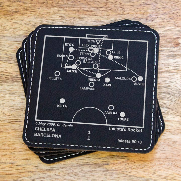 De beste toneelstukken van Barcelona: kunstleren onderzetters (set van 4) voor wholesale door Playbook Products