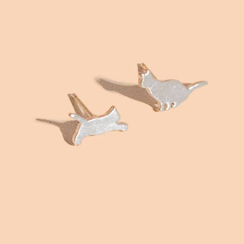 Peter and June - Wholesale Stud/Post Earrings - Cat Therapy Studs - 18K Gold Plated / Silver Rhodium Plated