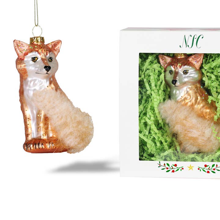 North Star Christmas | Fox Glass Ornament for wholesale by North Star Christmas