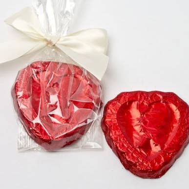Cœur de cupidon enveloppé dans du papier aluminium (feuille rouge) Saint-Valentin (12) pour la vente par Katie's Candies, Inc.