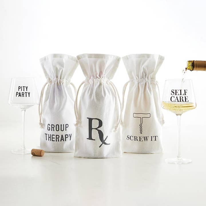 Santa Barbara Design Studio by Creative Brands - Wholesale Wine Gift Bag - Face to Face Muslin Wine Bag - Screw It