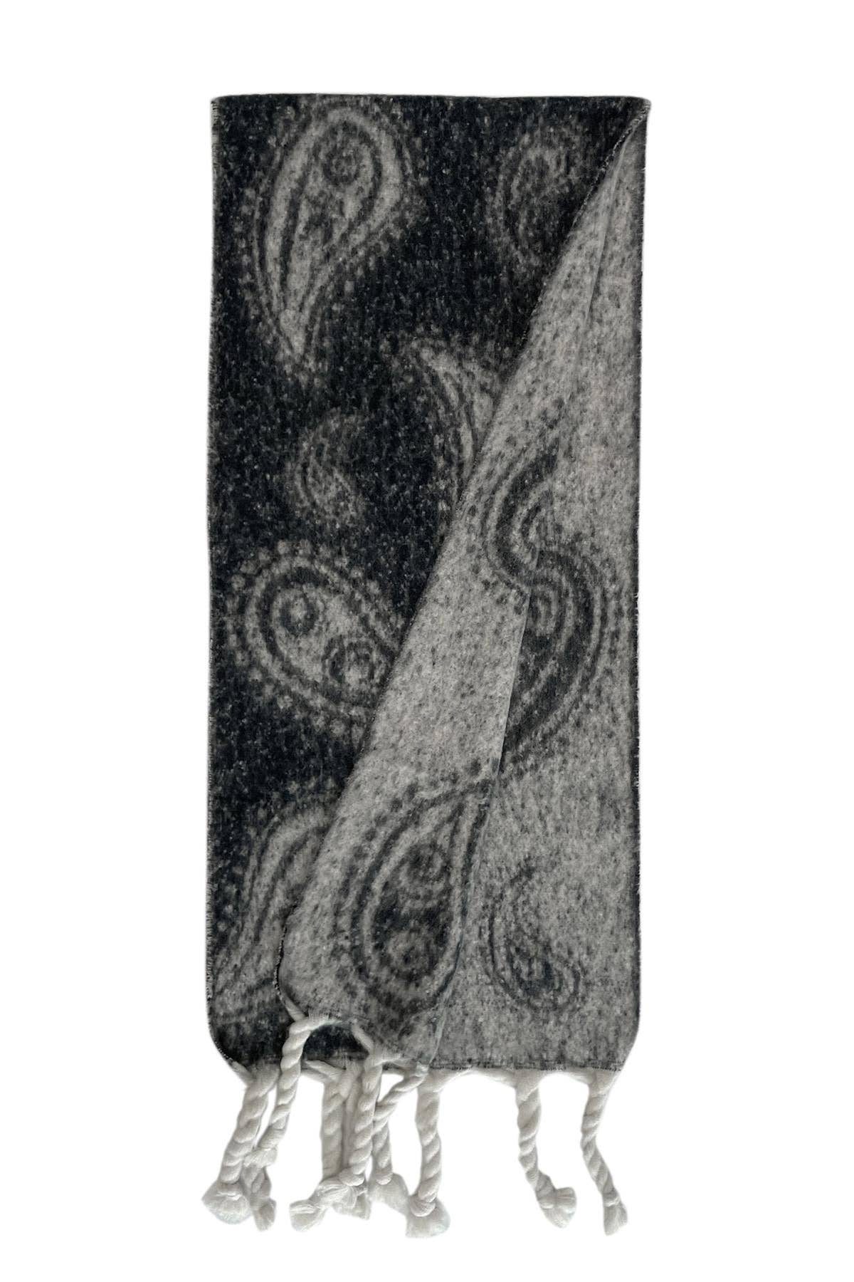 Fashion Scarf World - Wholesale Scarf - Women's - Paisley Chunky Tassel Reversible Wool Blanket Scarf7