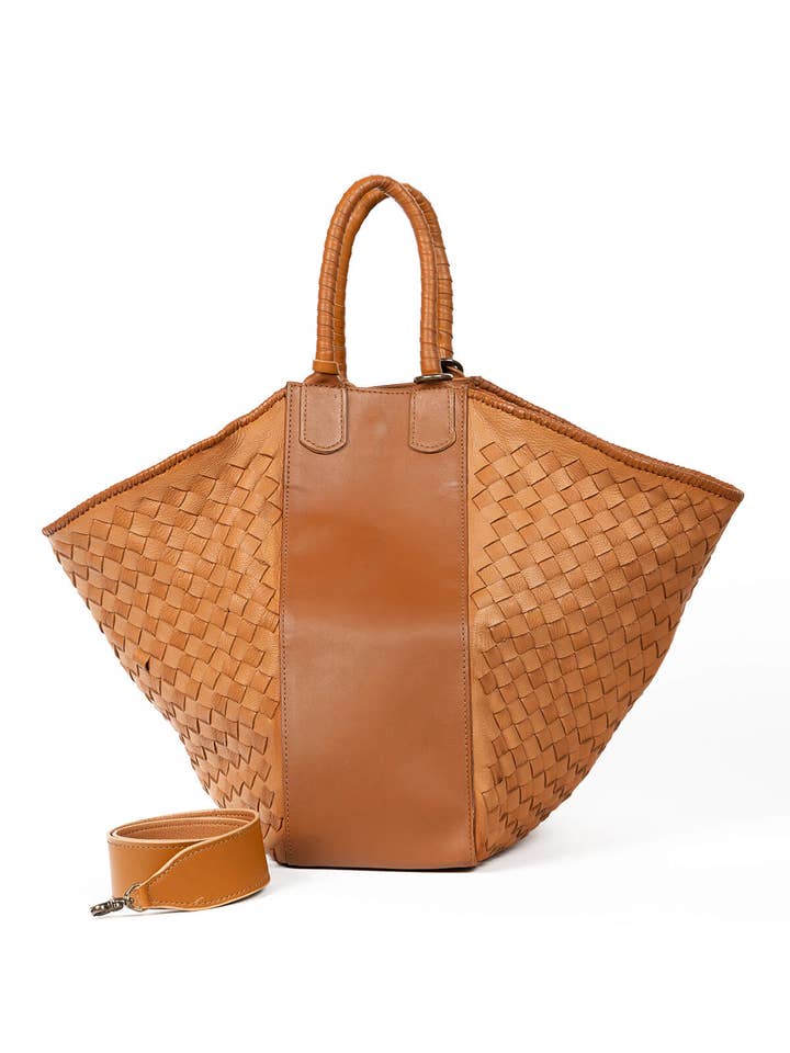 All Day Leather Tote for wholesale by Deux Mains: Haiti Fair Trade