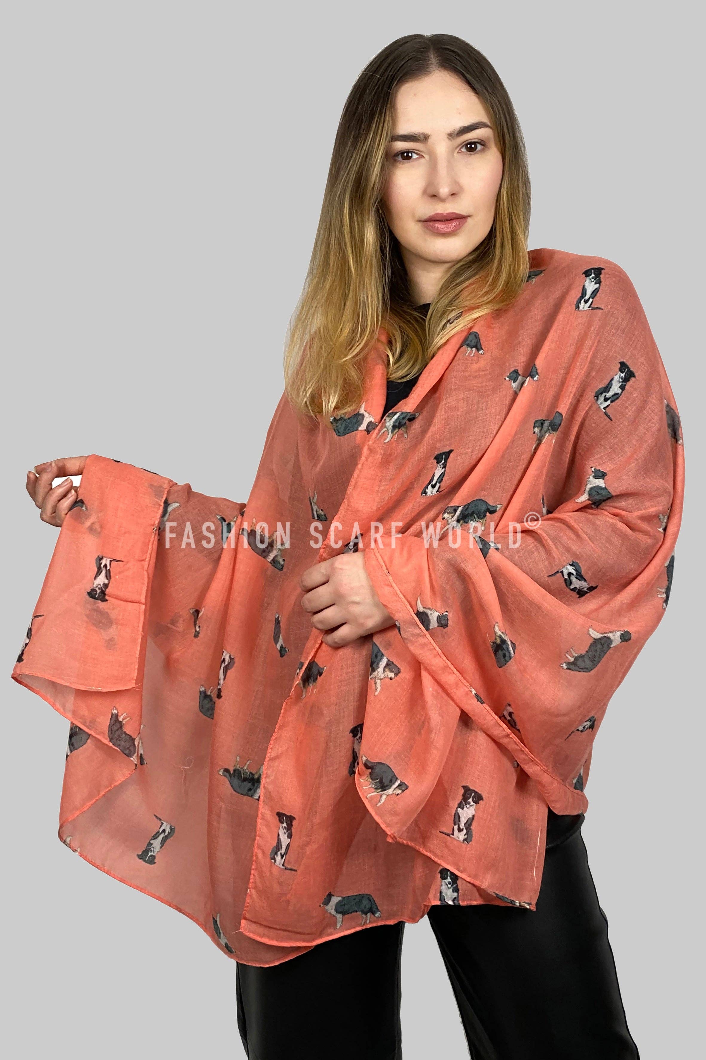 Fashion Scarf World - Wholesale Scarf - Women's - Border Collie Sheep Dog Print Scarf11