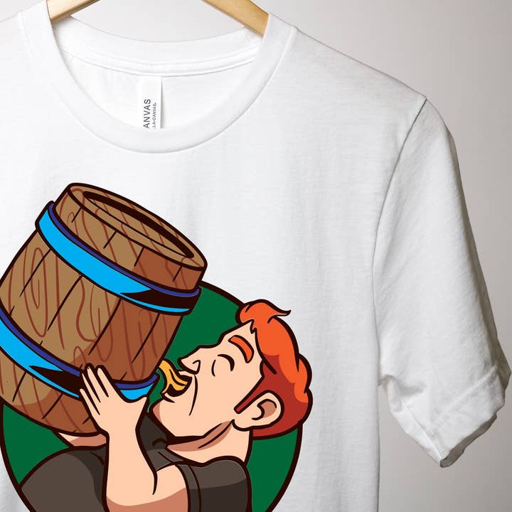 PositiveParty – Engroshandel T-shirt med print - Unisex – Drink Barrel Chug & Beer Lover T-shirts, Drikkevarer1