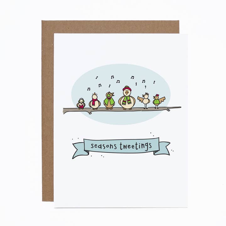 Seasons Tweetings Card for wholesale by carolyndraws