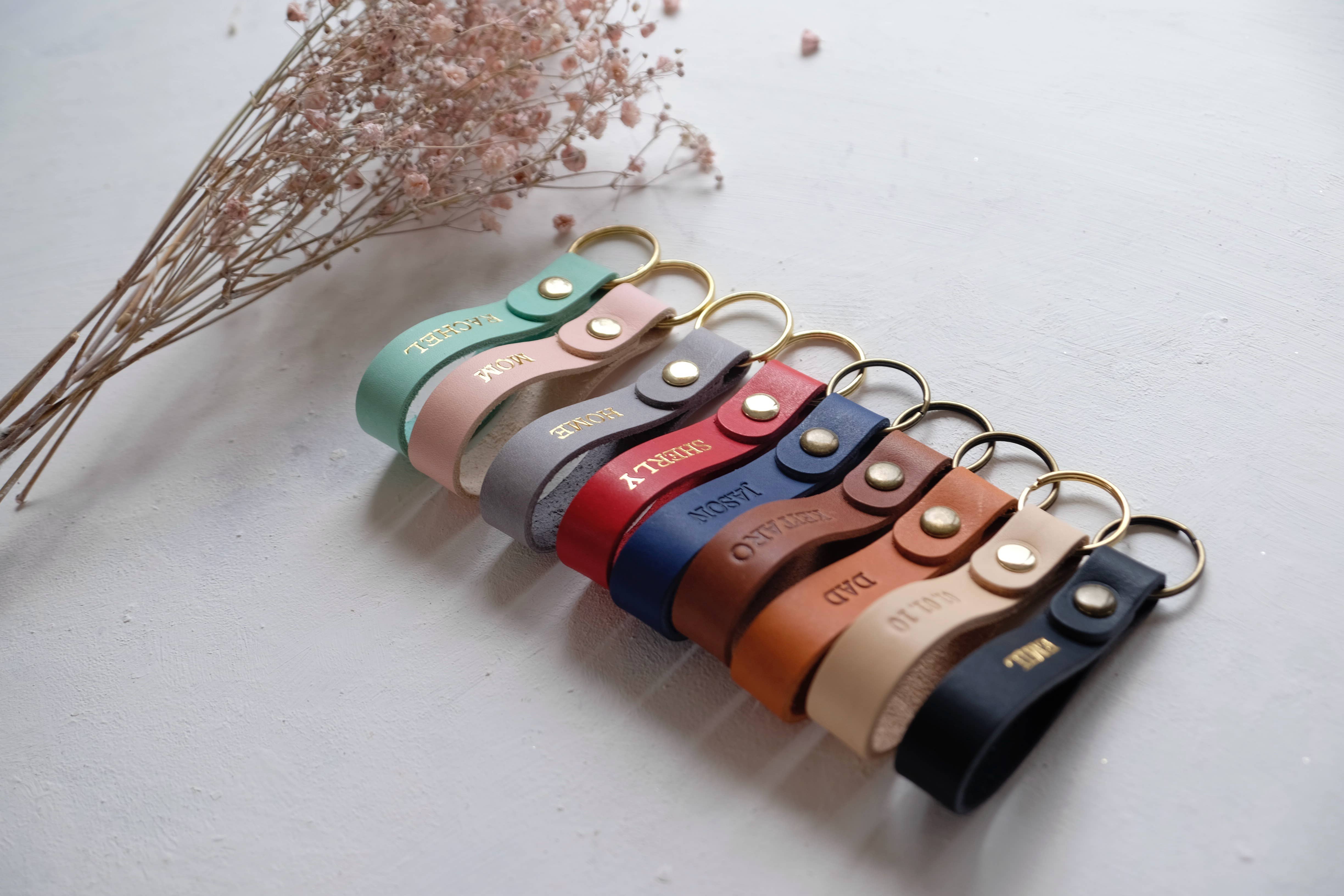 Moccaberry – wholesale Keychain – Women's – Gold Foil Leather Keychain with Custom Text1