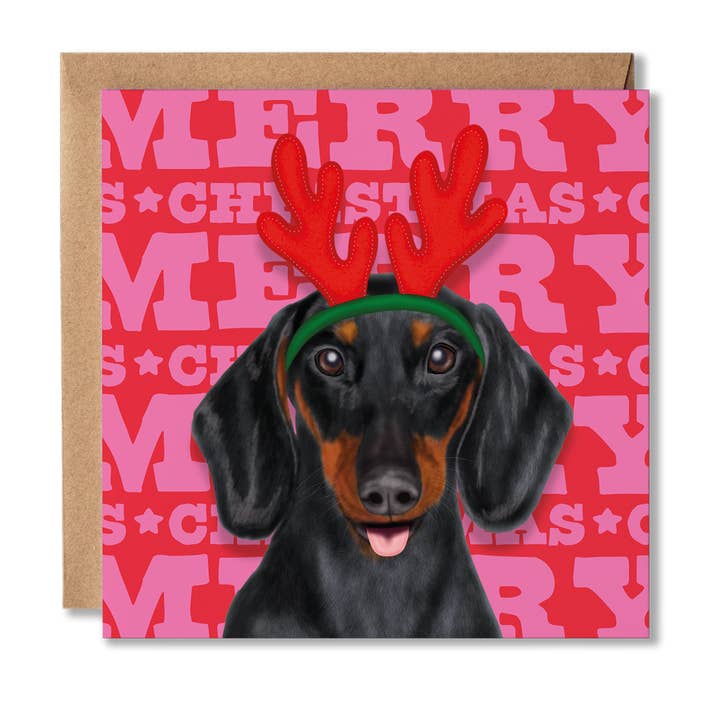 Sausage Dog Christmas Card for wholesale by Badgerbee Design