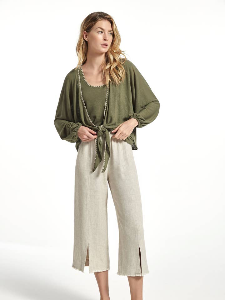 Rustikale Leinen-Strickjacke für den Großhandel von OKY