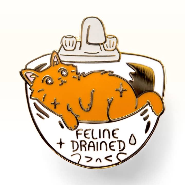 Feline Drained (Havana Brown Cat) Enamel Pin, father's day for wholesale by Flair Fighter