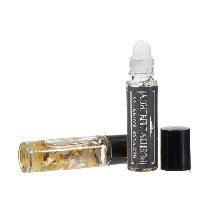 New Moon Beginnings - Wholesale Essential Oil Roll-On - Positive Energy Essential Oil Roll-On Clear Quartz Crystal0