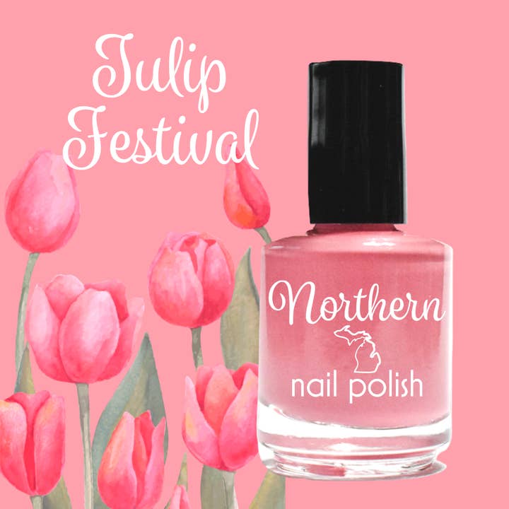 Tulip Festival ~ Nail Polish Pink Creme Vegan Spring Flower for wholesale by Northern Nail Polish
