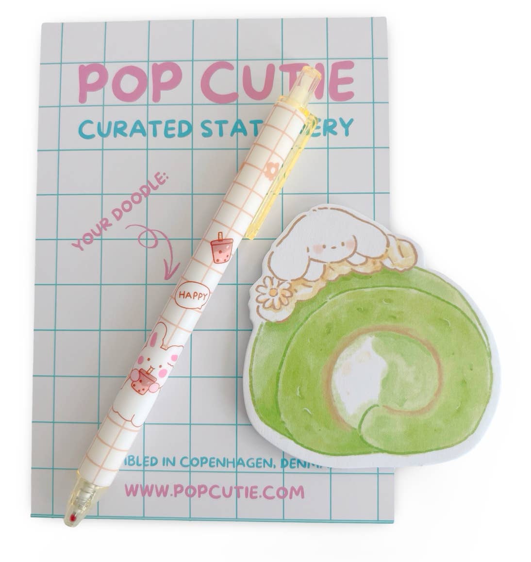 Pop Cutie Accessories & Gifts - Europe - Wholesale Stationery/Notecard Set - Matcha Puppy Stationery Set - Memo Pen - Stocking Stuffers