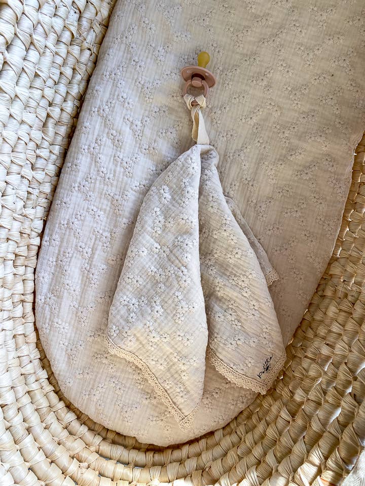 Pacifier blanket / embroidered floral for wholesale by PETITE EvelinaApparel