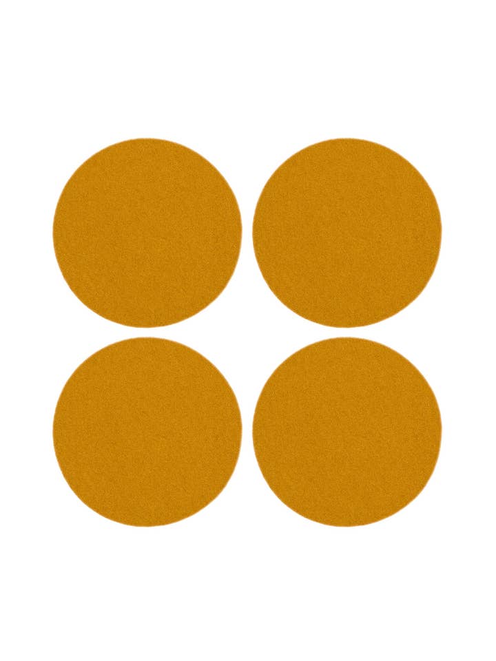 Bierfilzl Merino Wool Felt Round Coaster 4 Pack Turmeric for wholesale by Graf Lantz
