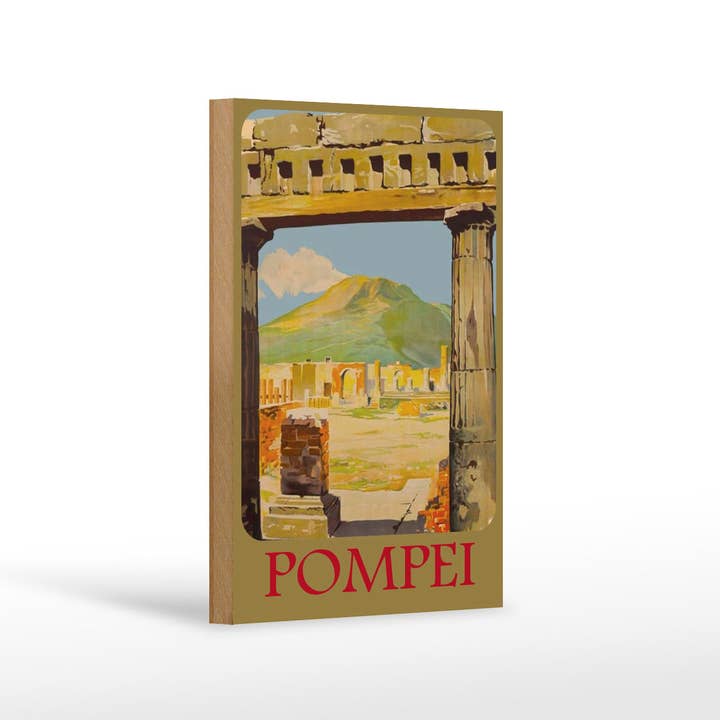 Panneau en bois Voyage 12x18 cm Pompéi Colonne Décor Panneau pour la vente par Femer