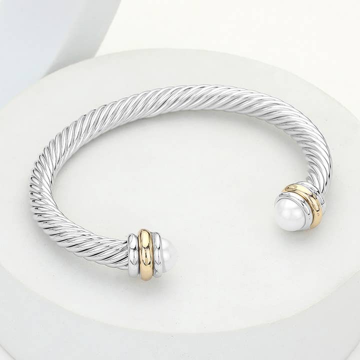 Sensibling Corp. - Wholesale Cuff Bracelet - Stone Tip Twisted Rope Cuff Bracelet
4