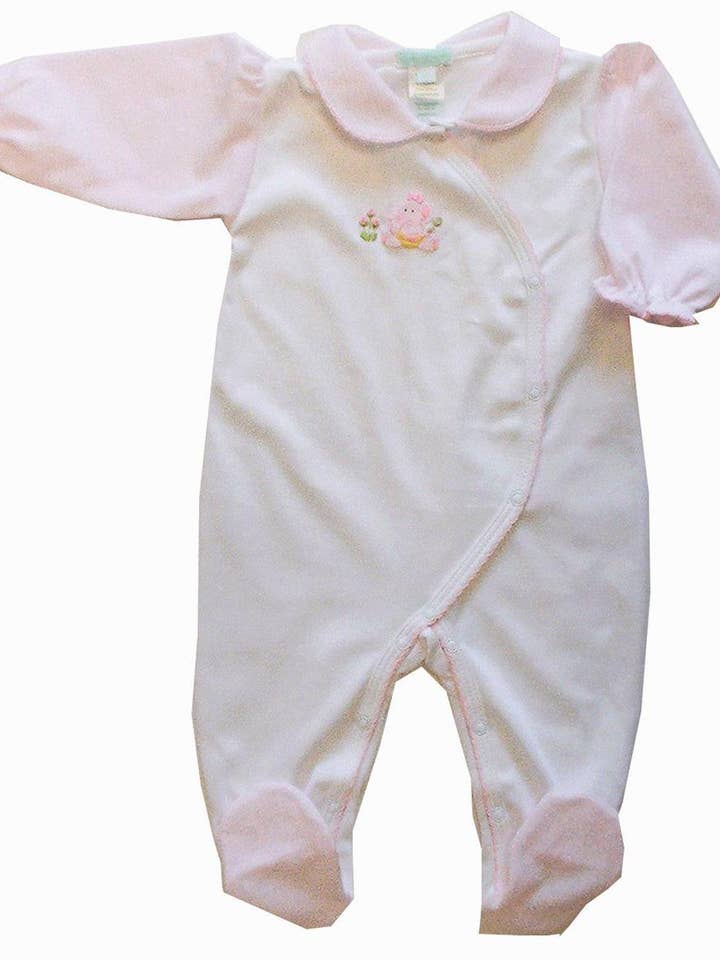 Baby Girl's Striped Elephant Footie for wholesale by Baby Threads