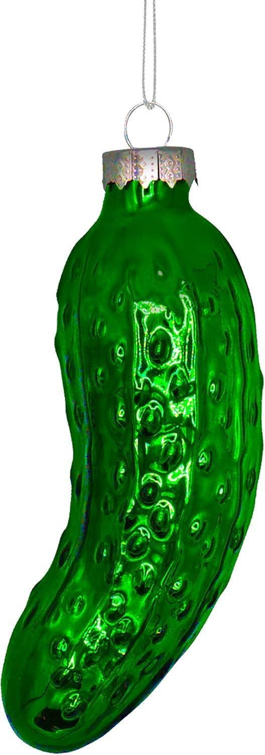 4E's Novelty - Vente Objets de décoration - Cornichon de Noël en verre soufflé 4" vert métallique 4E's0