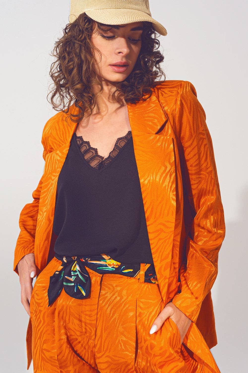 Oversized Zebra Print Blazer in Orange for wholesale on Faire3