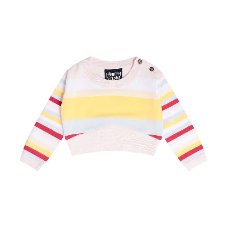 Knitted Baby Sweater in Pastel Stripes for wholesale by Infantium Victoria