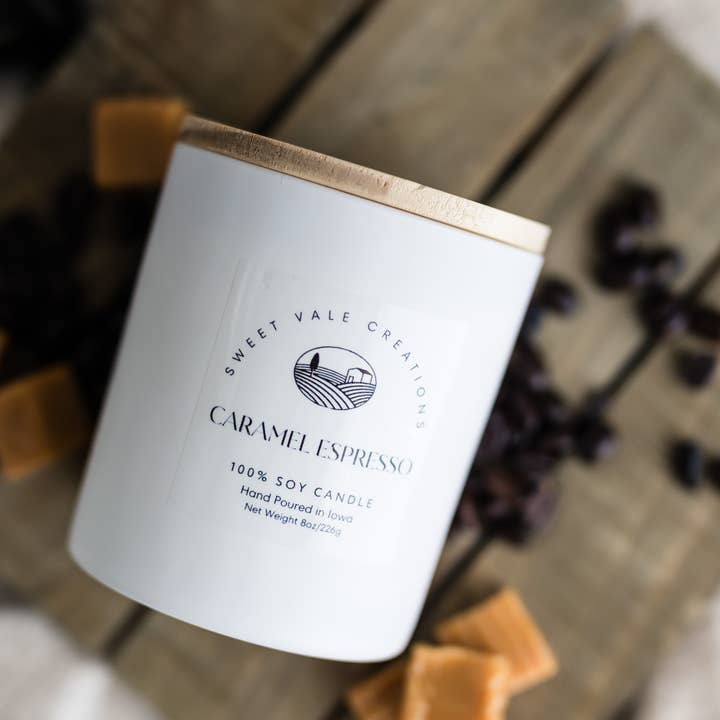 Sweet Vale Creations – wholesale Jar/filled candle – Caramel Espresso Soy Candle0