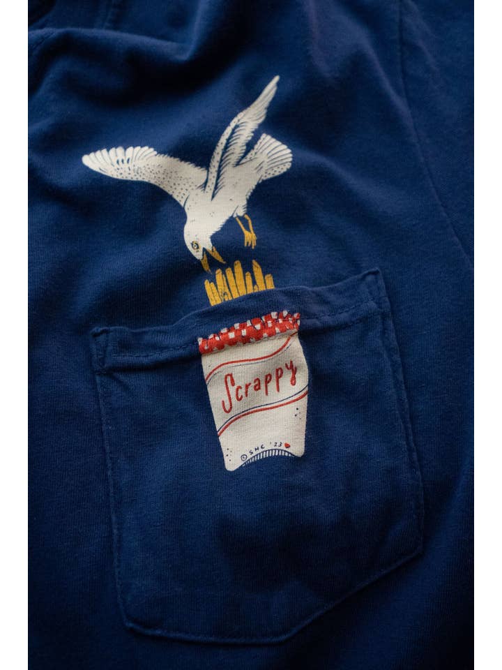 Navy Scrappy Seagull Pocket Tee for wholesale on Faire