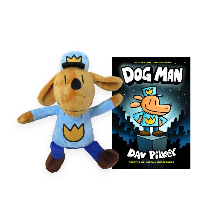 Dog Man Plush with hardcover book for wholesale by MerryMakers