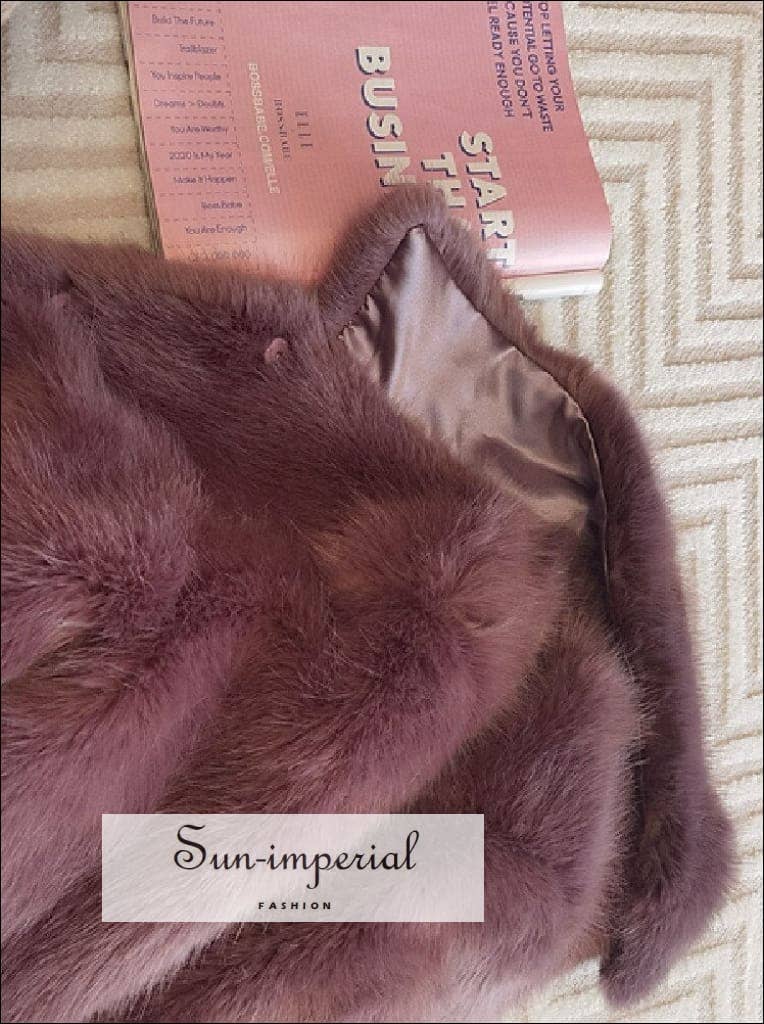 Sun Imperial - Wholesale Fur/Faux Fur Coat - Women's - Purple Shaggy Women Faux Fur Jacket Mini Length Coat5