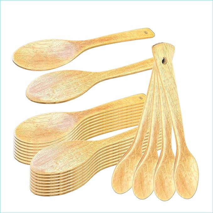 EcoQuality - Wholesale Kitchen Spoon - Large Solid Wooden Cooking Spoon for Stirring & Mixing0