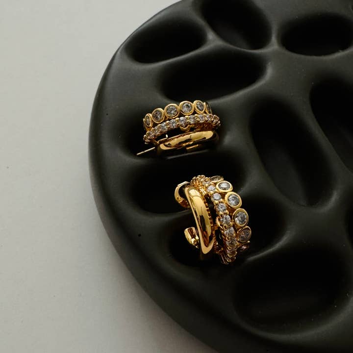 Namaste Jewelry - Wholesale Huggie Earrings - Bushra Huggies- White Zirconia