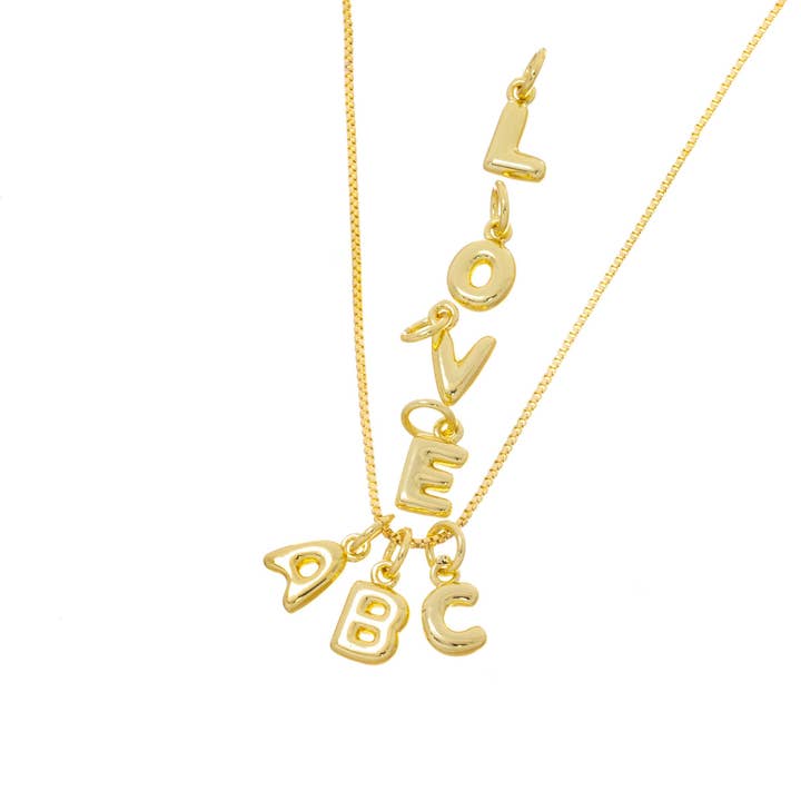 Jewel Pledge - Wholesale Individual Charm/Pendant - Gold Balloon Alphabet Initial Letter Charm CPG8234