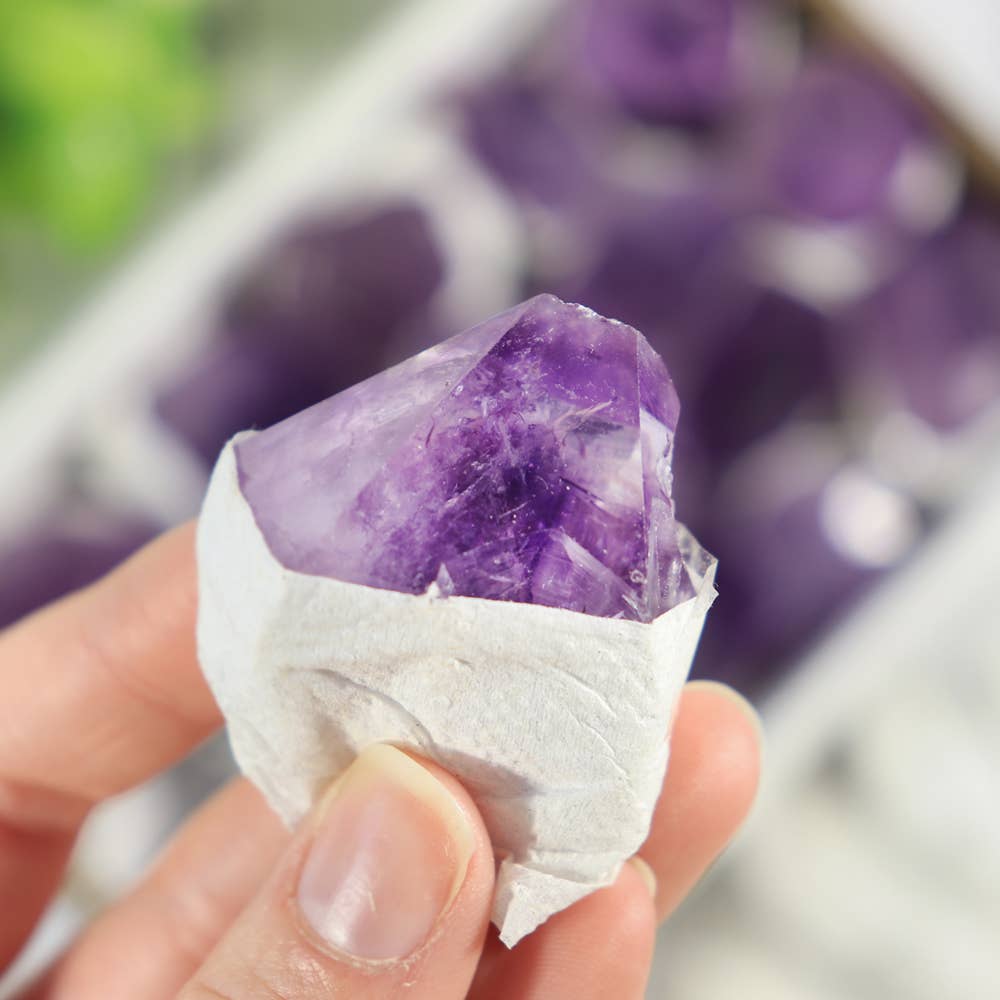 Natures Artifacts Inc – wholesale Retailer display – Beauty & wellness – Amethyst Flat Points (Large sized pieces)5