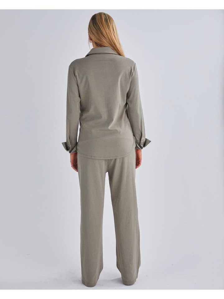 Angel Maternity - Wholesale Lounge set – Maternity - 2-Piece Sophia Maternity Loungewear set - Sage Green3