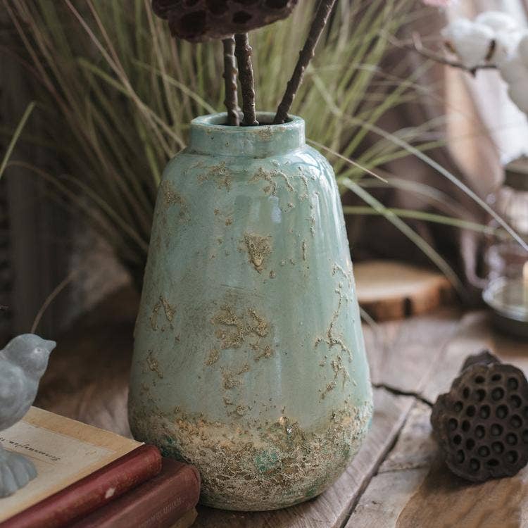 Rustic Reach - Wholesale Vase - Turquoise Ceramic Vase8