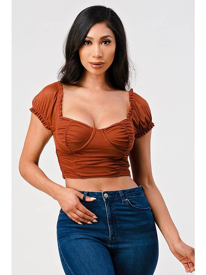 SHERO – wholesale Blouse – Women’s – RUCHED MESH TOP