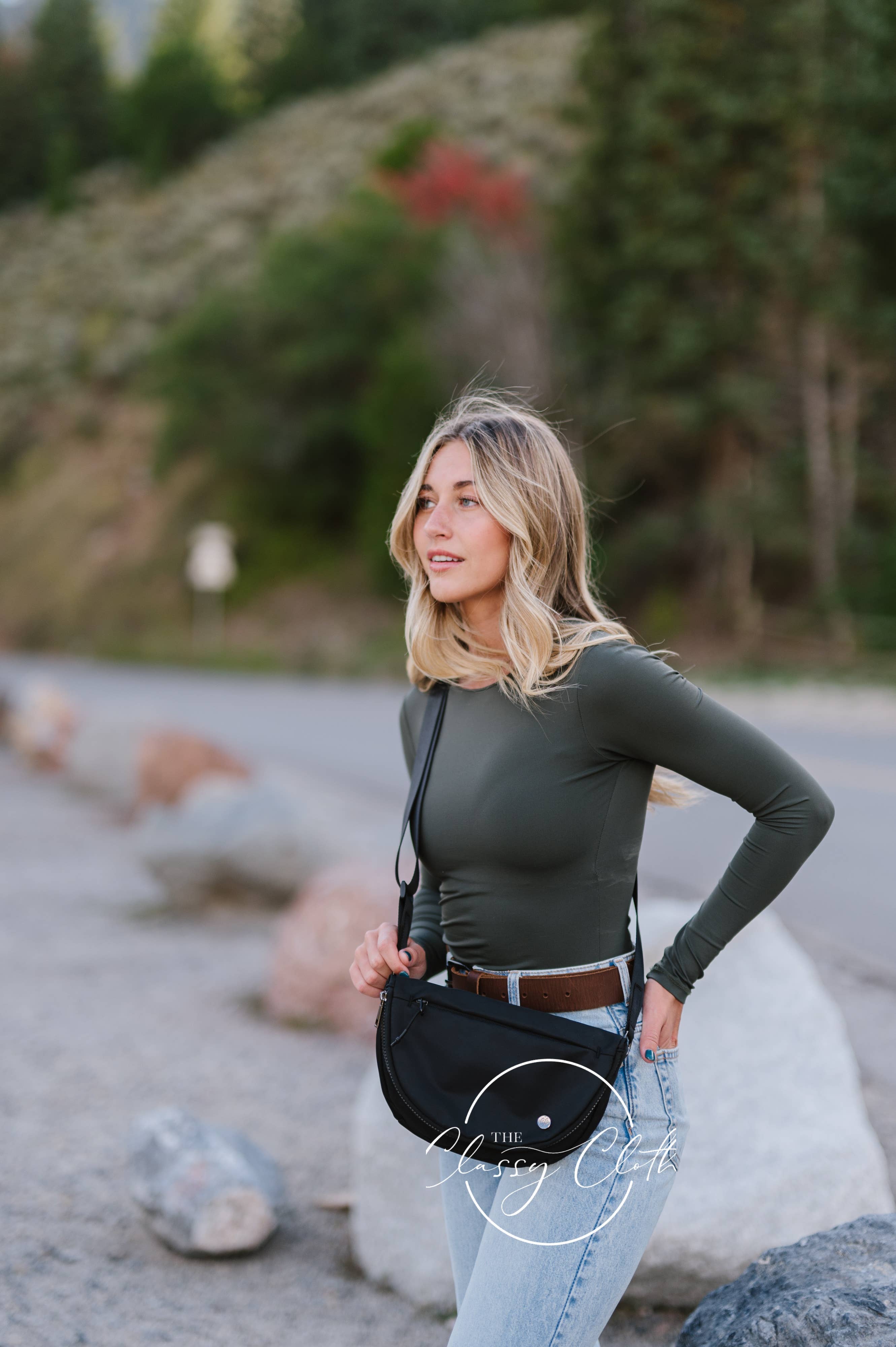 The Classy Cloth WS – Pochete - Mulher por atacado – Saco Margot Moon Cinto - Preto RTS3