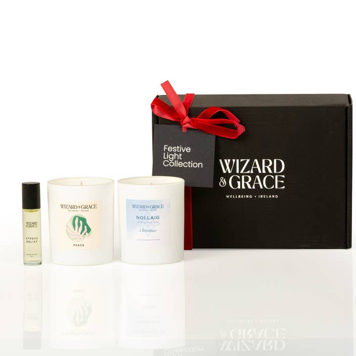 Collection de Lumières Festives Wizard & Grace | Coffret Cadeau de Bougies d'Aromathérapie Irlandaise | pour la vente par Wizard & Grace Wellbeing