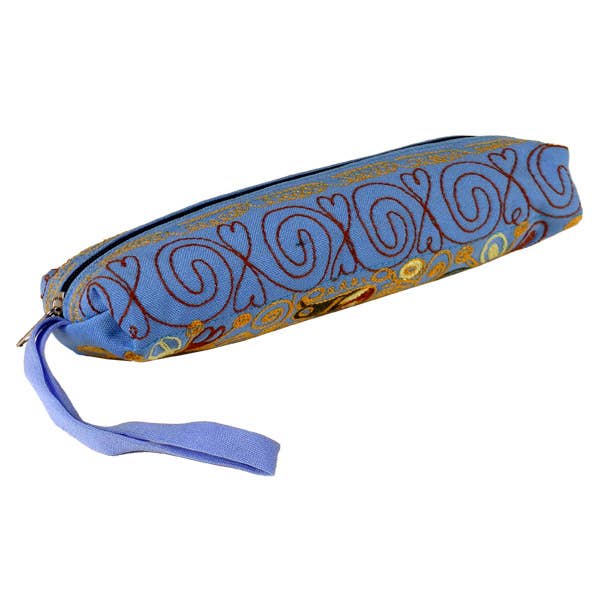 Sac à crayons zippé en coton brodé, couleurs pour la vente par Sanyork Fair Trade