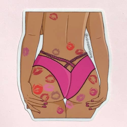 Adesivo in vinile fustellato Kiss me (in basso), motivo: Sex Positive Art per la vendita all'ingrosso da parte di Vivrant Vixen