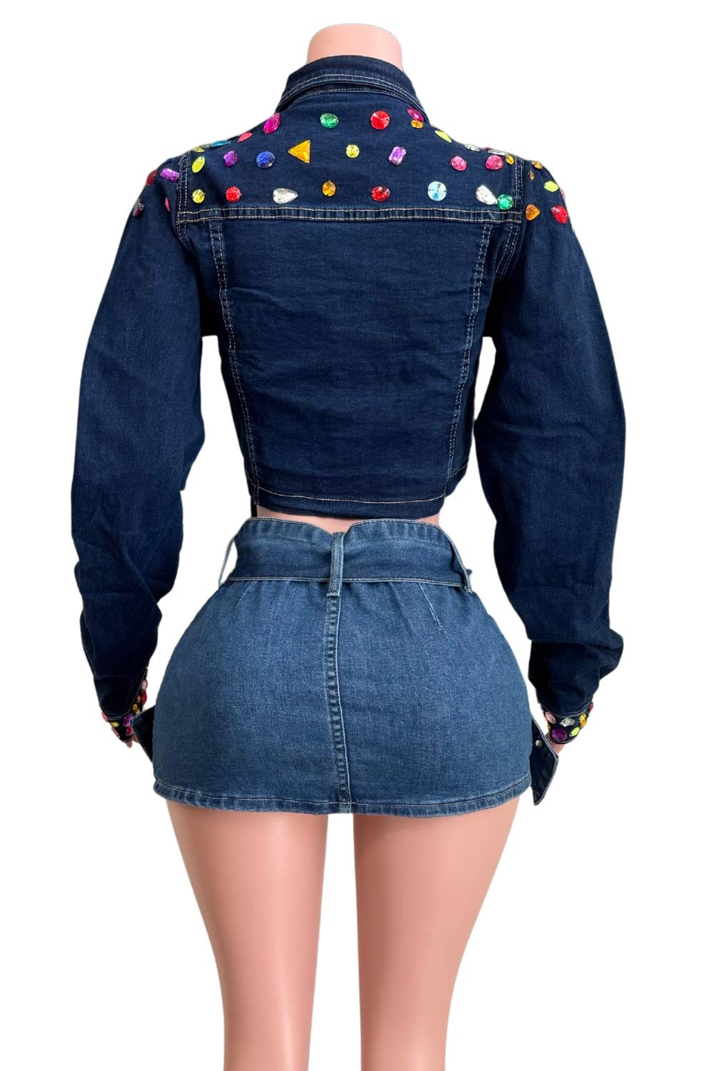 NEWGENS - Vendita all'ingrosso Giacca di jeans - Donna - Giacca di jeans con coulisse e strass NT1048A4