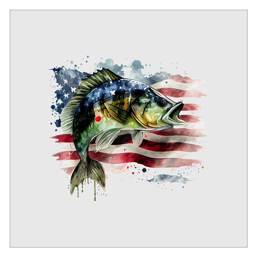 Flawless Transfers - Wholesale Sublimation Transfer - Bass Fish American Flag DTF Transfer0