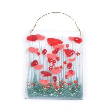 Pam Peters Designs - Wholesale Decorative Tabletop Object - Handmade Fused Glass - Poppy Token