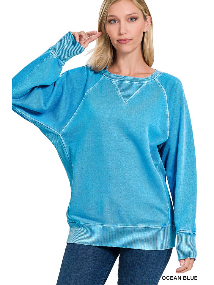 42POPS - Wholesale Sweatshirt - Women's - ',,,, Washed French Terry Pullover With Side Pockets24