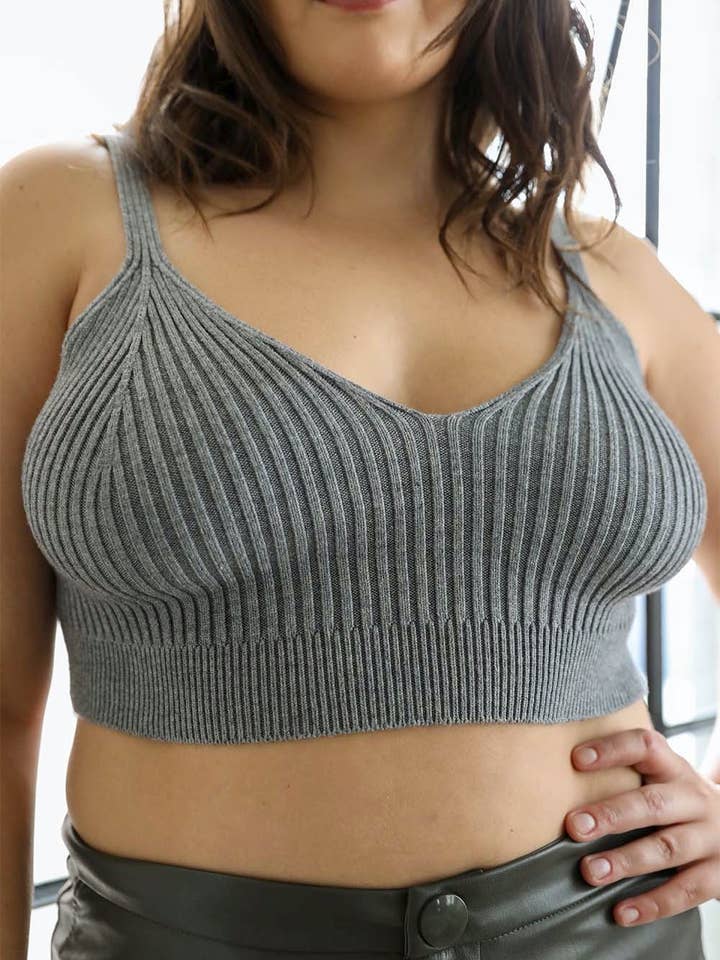 Leto Accessories - Wholesale Knit Top - Women's - Plus Size Contour Rib Knit Brami Lounge Top5