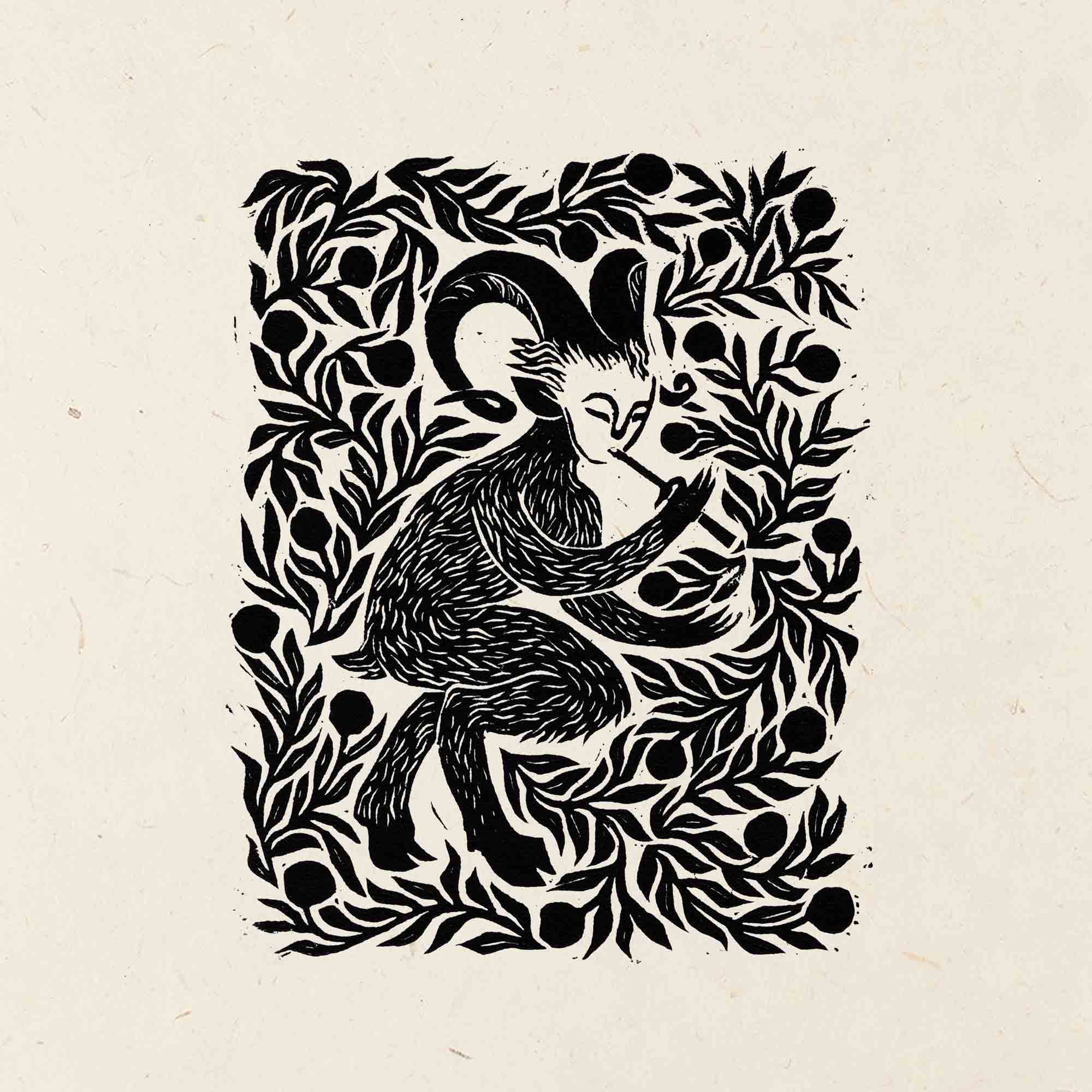 Katia Hinic Studio - Wholesale Art Print - 'Faun' lino print5