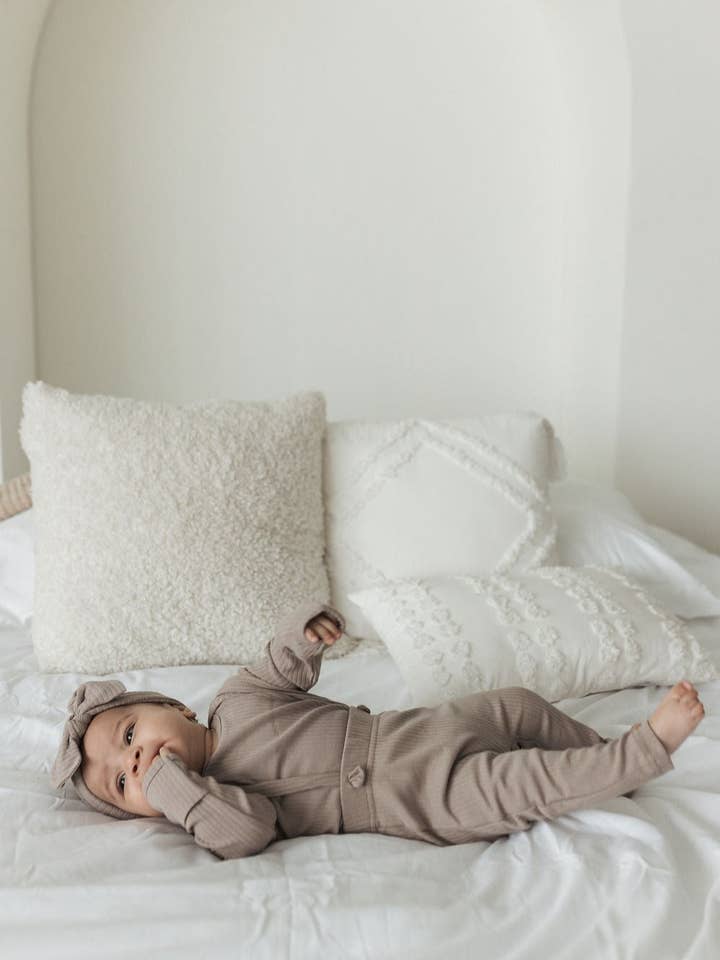 Mila & Co. - Wholesale Overalls - Baby - Ribbed Suspender | Mushroom