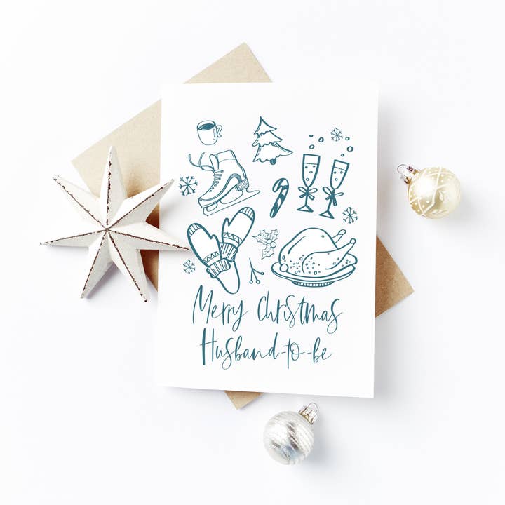 Merry Christmas Husband to Be Card - Illustrated Design for wholesale by Flash On A String Designs